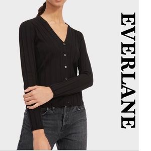 EVERLANE Black Luxe Wool Ribbed Cardigan sz XXS